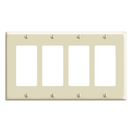 Leviton Leviton Decora Ivory 4 gang Thermoset Plastic Decorator Wall Plate 1 pk 80412-00I